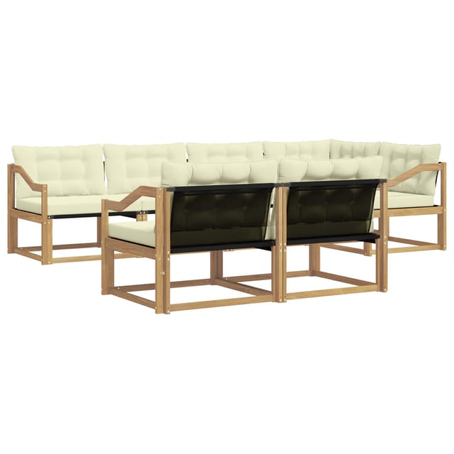 vidaXL Outdoor-Sofagarnitur mit Kissen 7 Stk Weiß und Creme 3388788