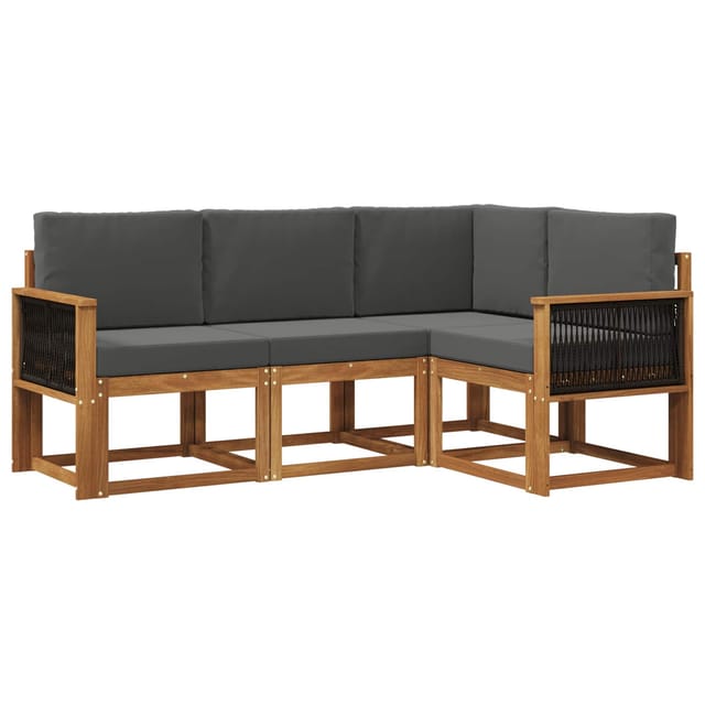 vidaXL Outdoor-Sofagarnitur 4 Stk Natur und Anthrazit Polyester 3385173