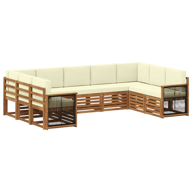vidaXL Ecksofa Set mit Kissen 7 Stk Natur und Creme 3384831