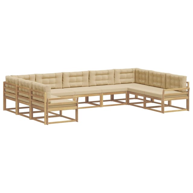 vidaXL Outdoor-Sofagarnitur mit Kissen 9 Stk Weiß und Beige 3387037