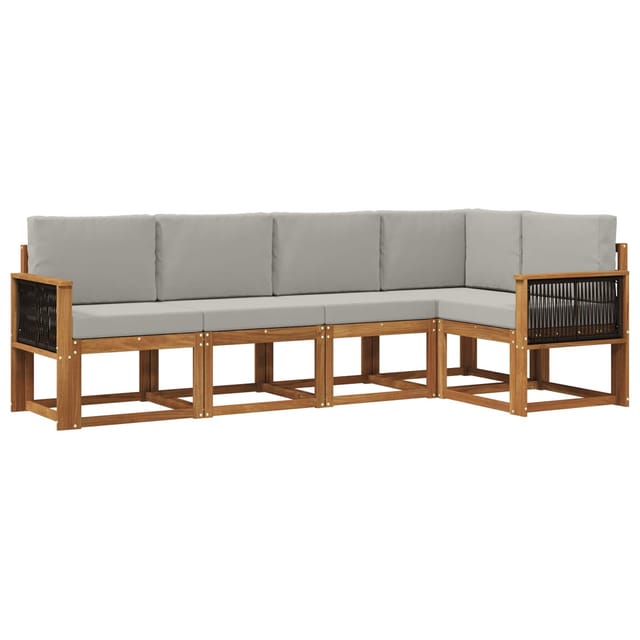 vidaXL Outdoor-Sofagarnitur 5 Stk Natur und Hellgrau Polyester 3385212