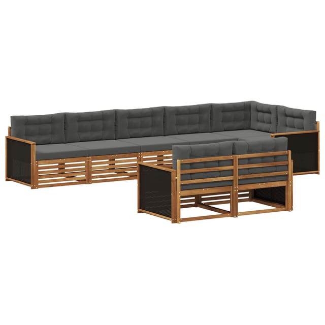 vidaXL Outdoor-Sofagarnitur mit Kissen 8 Stk Natur und Anthrazit 3383495