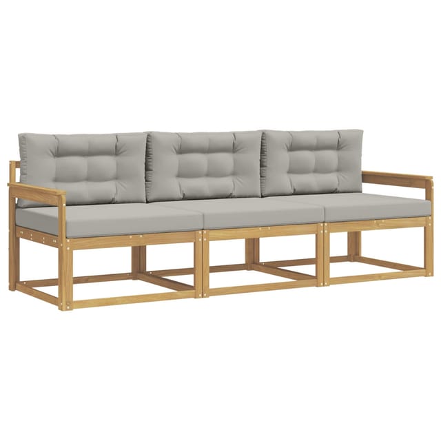 vidaXL Outdoor-Sofagarnitur 3 Stk Weiß und Hellgrau Polyester 3385980