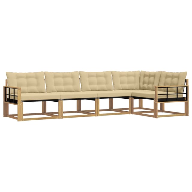 vidaXL Outdoor-Sofagarnitur mit Kissen 5 Stk Weiß und Beige 3388691