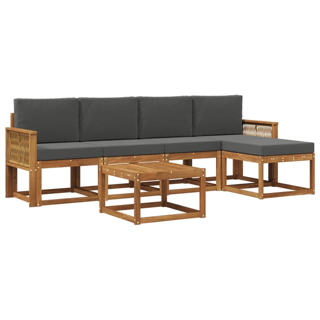 vidaXL Outdoor-Sofagarnitur 6 Stk Natur und Anthrazit Polyester 3385158