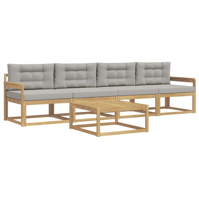 vidaXL Outdoor-Sofagarnitur mit Kissen 4 Stk Weiß und Hellgrau 3386015