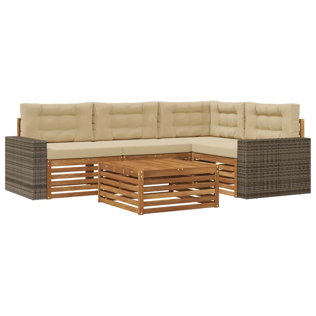 vidaXL Outdoor-Sofagarnitur 5 Stk Natur und Beige 79 x 79 x 37 cm 3383341