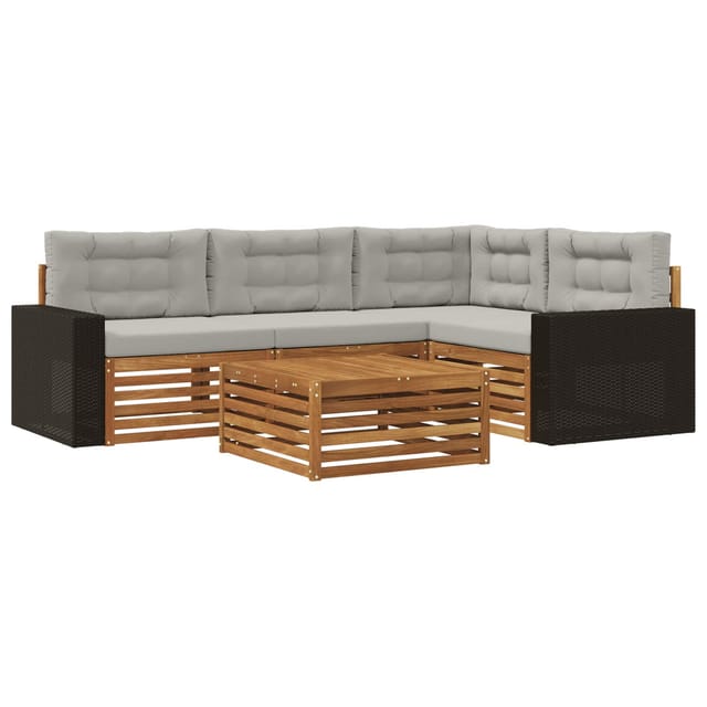 vidaXL Outdoor-Sofagarnitur 5 Stk Natur und Hellgrau 3383334