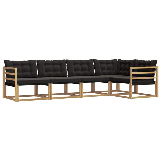vidaXL Outdoor-Sofagarnitur mit Kissen 5 Stk Weiß und Schwarz 3388674