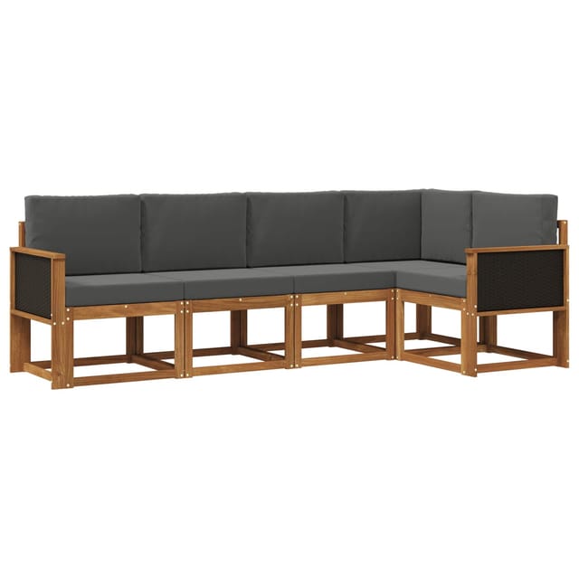 vidaXL Outdoor-Sofagarnitur 5 Stk Natur und Anthrazit Polyester 3385203