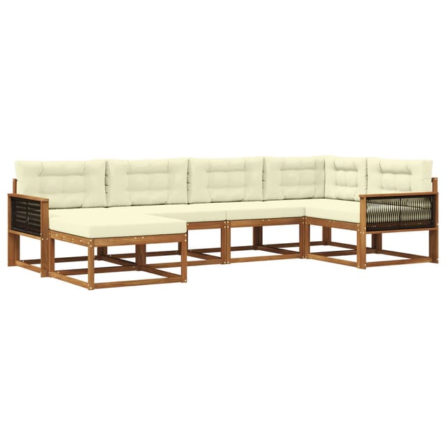 vidaXL Outdoor-Sofagarnitur mit Kissen 6 Stk Natur und Creme 3382703