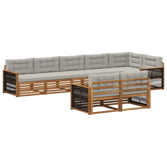 vidaXL Outdoor-Sofagarnitur mit Kissen 8 Stk Natur und Hellgrau 3383504