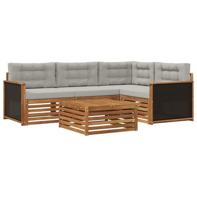 vidaXL Outdoor-Sofagarnitur 5 Stk Natur und Hellgrau 3383314