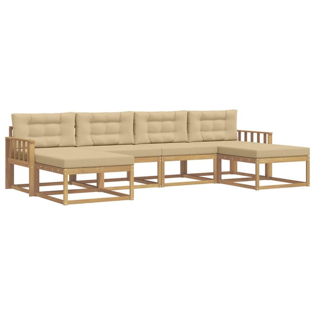 vidaXL Outdoor-Sofagarnitur mit Kissen 6 Stk Weiß und Beige 3386827