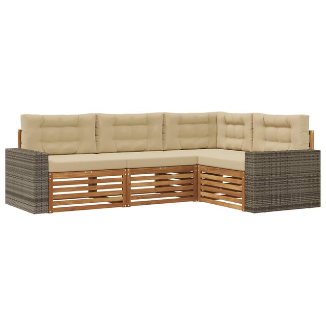 vidaXL Outdoor-Sofagarnitur 4 Stk Natur und Beige 3383311