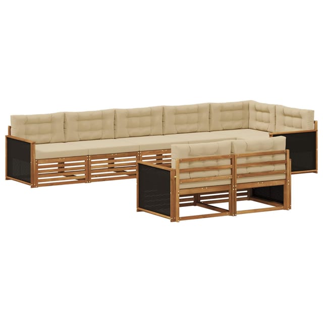 vidaXL Outdoor-Sofagarnitur mit Kissen 8 Stk Natur und Beige 3383496