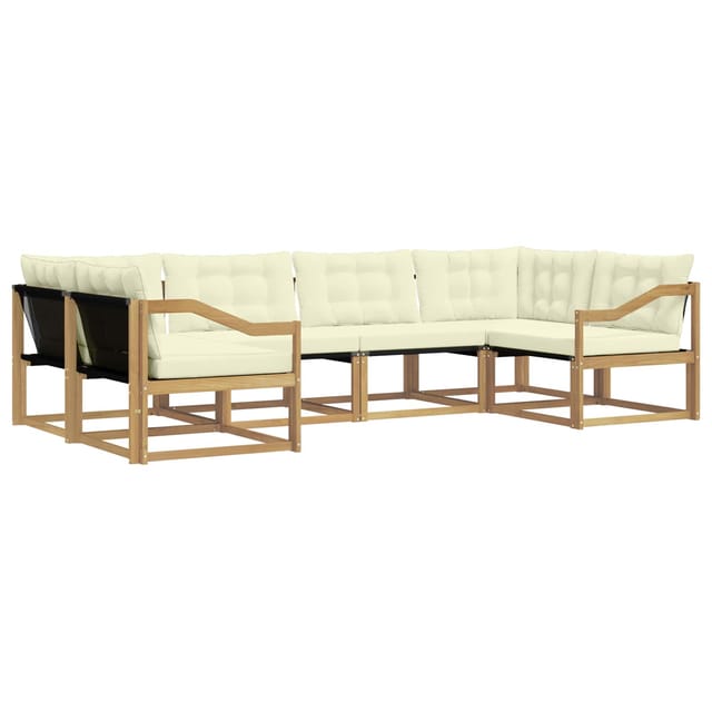 vidaXL Outdoor-Sofagarnitur mit Kissen 6 Stk Weiß und Creme 3389028