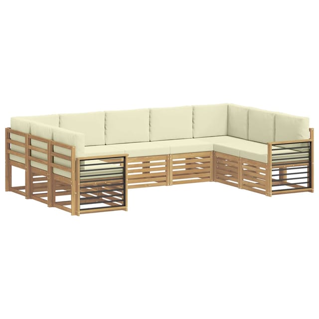 vidaXL Ecksofa Set mit Kissen 9 Stk Weiß und Creme Polyester 3392515