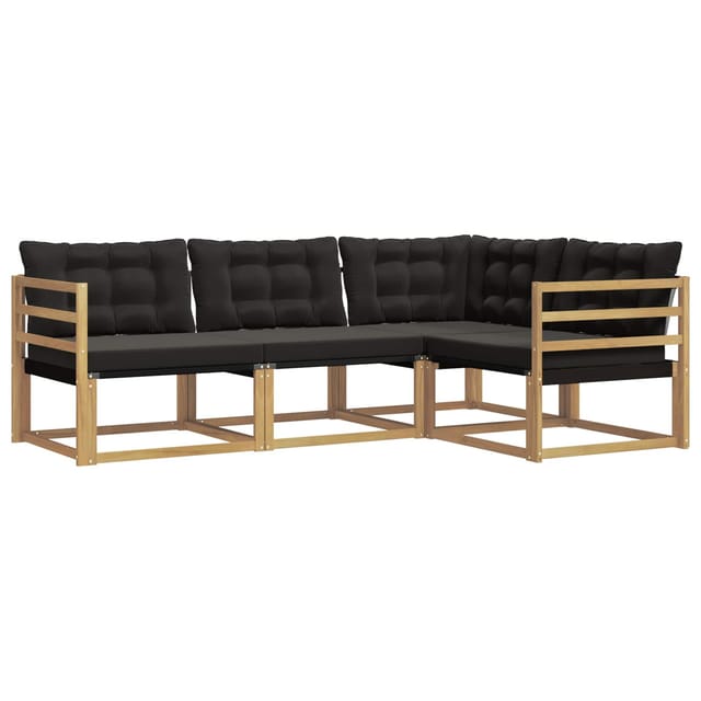 vidaXL Outdoor-Sofagarnitur mit Kissen 4 Stk Weiß und Schwarz 3388626