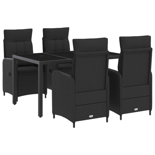 vidaXL Outdoortisch-Set 5 Stk Schwarz 150 x 90 x 75 cm Poly-Rattan 3422298