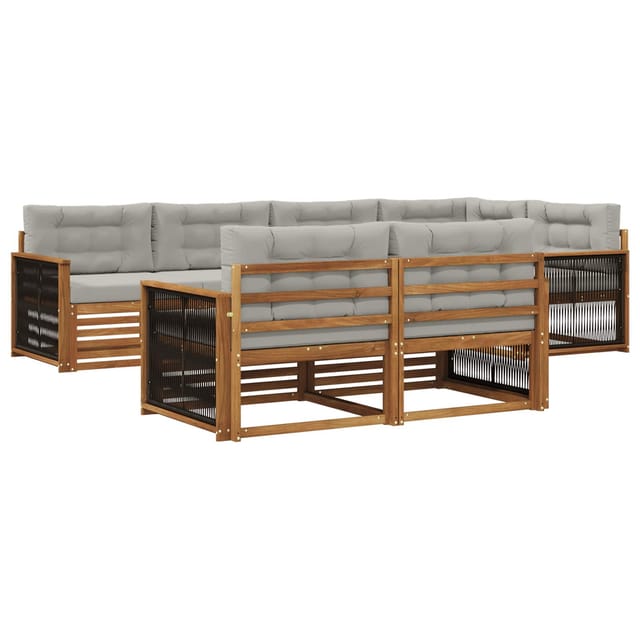 vidaXL Outdoor-Sofagarnitur mit Kissen 7 Stk Natur und Hellgrau 3383474