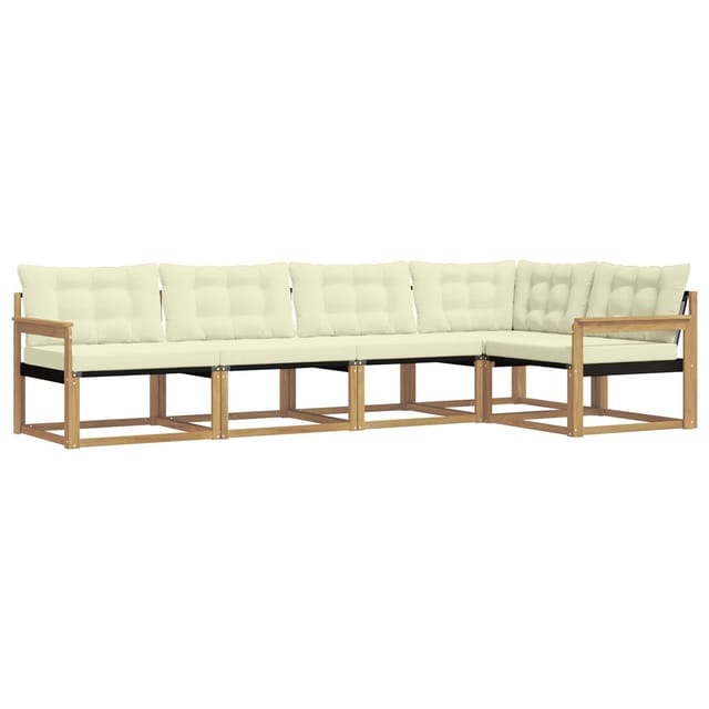 vidaXL Outdoor-Sofagarnitur mit Kissen 5 Stk Weiß und Creme 3388676