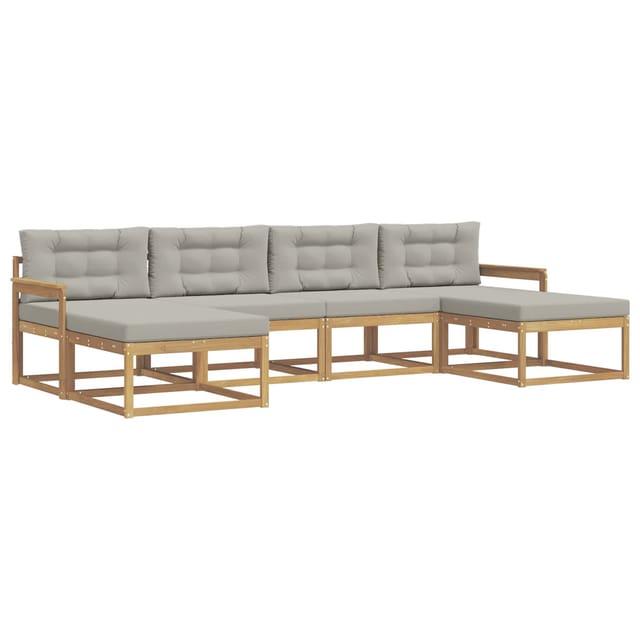 vidaXL Outdoor-Sofagarnitur mit Kissen 6 Stk Weiß und Hellgrau 3386820