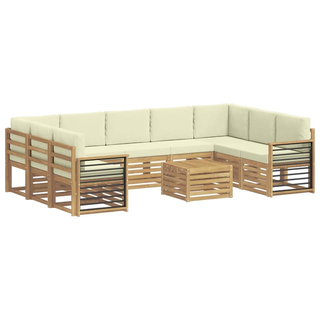 vidaXL Sofagarnituren mit Kissen 10 Stk Weiß und Creme Polyester 3392555