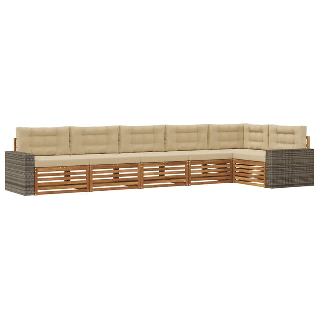 vidaXL Outdoor-Sofagarnitur 6 Stk Natur und Beige 402 x 172,5 x 73 cm 3383431