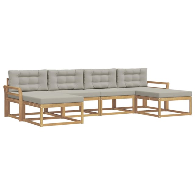 vidaXL Outdoor-Sofagarnitur mit Kissen 6 Stk Weiß und Hellgrau 3386830