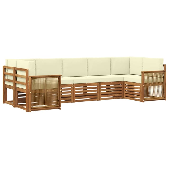 vidaXL Ecksofa Set mit Kissen 6 Stk Natur und Creme 3384806