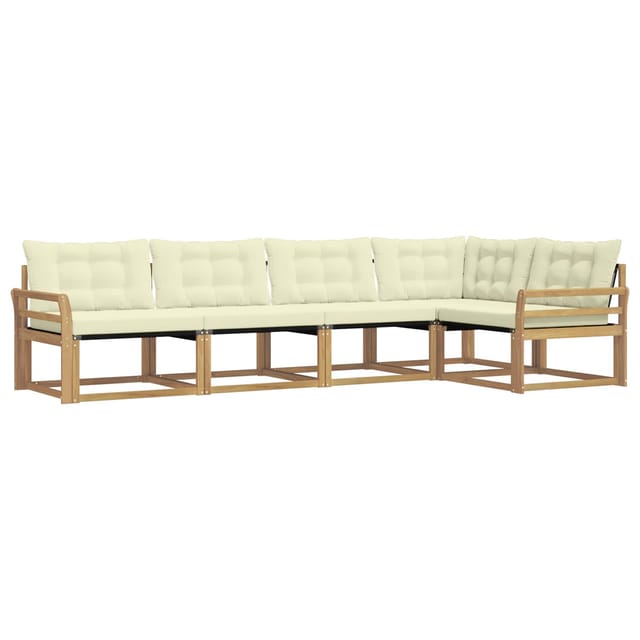 vidaXL Outdoor-Sofagarnitur mit Kissen 5 Stk Weiß und Creme 3388684