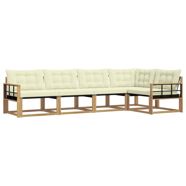 vidaXL Outdoor-Sofagarnitur mit Kissen 5 Stk Weiß und Creme 3388688