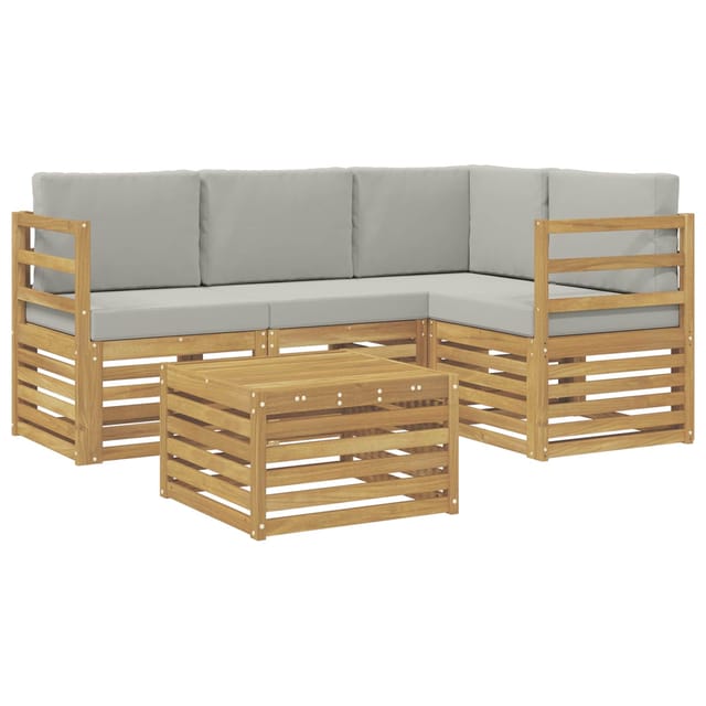 vidaXL Outdoor-Sofagarnitur 5 Stk Weiß und Hellgrau 59 x 59 x 37 cm 3391776