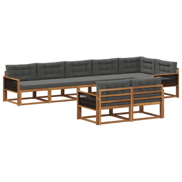vidaXL Outdoor-Sofagarnitur mit Kissen 8 Stk Natur und Anthrazit 3382665