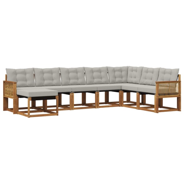 vidaXL Outdoor-Sofagarnitur mit Kissen 8 Stk Natur und Hellgrau 3382147