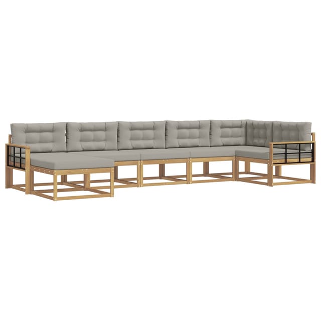 vidaXL Outdoor-Sofagarnitur mit Kissen 7 Stk Weiß und Hellgrau 3386770