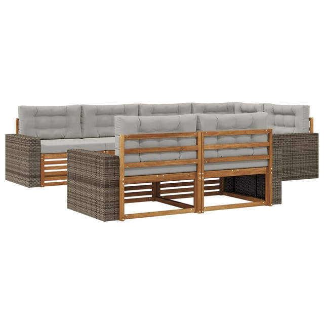 vidaXL Outdoor-Sofagarnitur mit Kissen 7 Stk Natur und Hellgrau 3383489