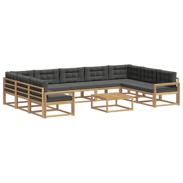 vidaXL Outdoor-Sofagarnitur mit Kissen 10 Stk Weiß und Anthrazit 3387076