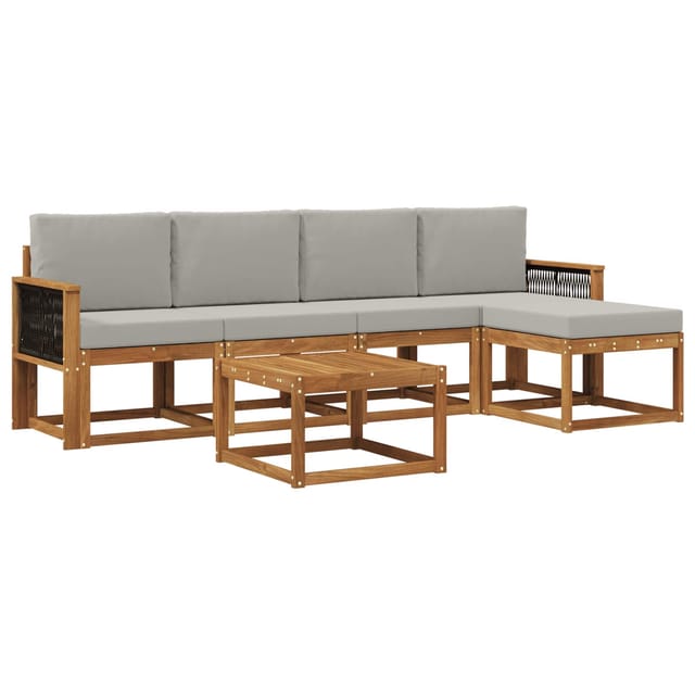 vidaXL Outdoor-Sofagarnitur 6 Stk Natur und Hellgrau Polyester 3385152
