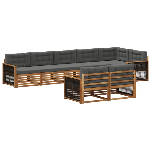 vidaXL Outdoor-Sofagarnitur mit Kissen 8 Stk Natur und Anthrazit 3383505