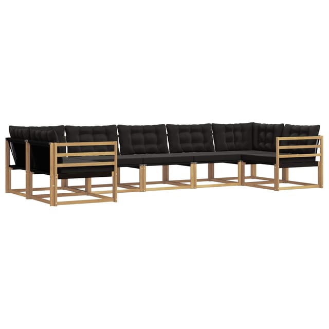 vidaXL Outdoor-Sofagarnitur mit Kissen 7 Stk Weiß und Schwarz 3389034