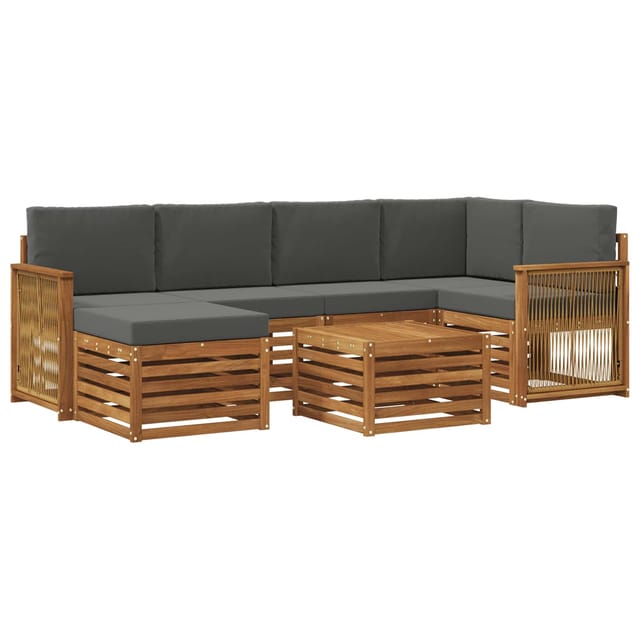 vidaXL Ecksofa Set mit Kissen 6 Stk Natur und Anthrazit 3384598