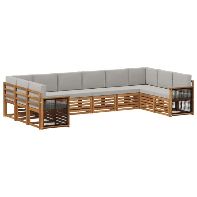 vidaXL Ecksofa Set mit Kissen 7 Stk Natur und Hellgrau 3384892