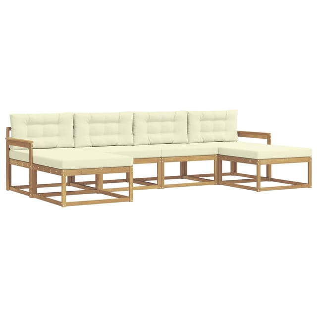 vidaXL Outdoor-Sofagarnitur mit Kissen 6 Stk Weiß und Creme 3386819