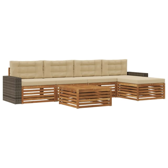 vidaXL Outdoor-Sofagarnitur 6 Stk Natur und Beige 79 x 79 x 37 cm 3383281