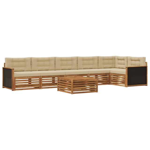vidaXL Outdoor-Sofagarnitur 7 Stk Natur und Beige 79 x 79 x 37 cm 3383436