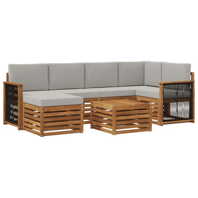 vidaXL Ecksofa Set mit Kissen 6 Stk Natur und Hellgrau 3384592