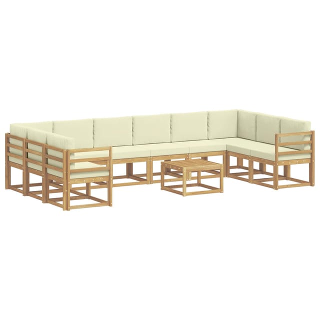 vidaXL Outdoor-Sofagarnitur mit Kissen 11 Stk Weiß und Creme 3388309