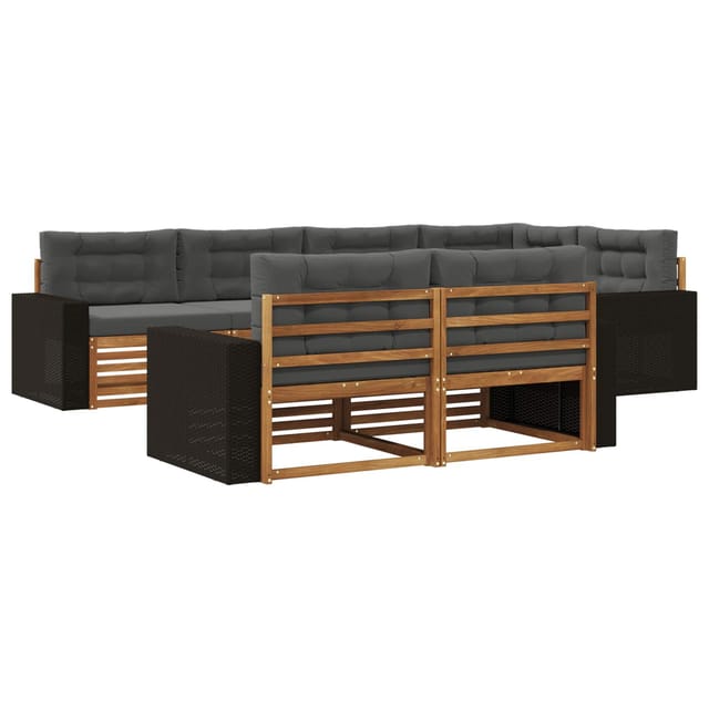 vidaXL Outdoor-Sofagarnitur mit Kissen 7 Stk Natur und Anthrazit 3383485